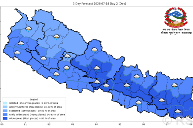 मनसुनको प्रभाव निरन्तरः कोशी, बागमती र गण्डकी प्रदेशका केही स्थानमा भारी वर्षाको पूर्वानुमान