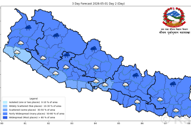 देशका अधिकांश भागमा मेघगर्जनसहित वर्षाको सम्भावना